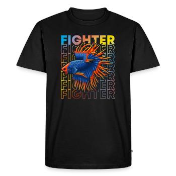 Betta Fish 80's Style Siamois Fighting Fish - T-shirt Premium bio Homme - noir - Devant - Nico (187cm)
