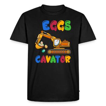 Drôles d’œufsCavatricePelleteuse heureuse Pâques Oeuf Enfants - T-shirt Premium bio Homme - noir - Devant - Nico (187cm)