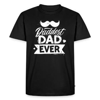 Papa le plus drôle de la fête des pères avec moustache - T-shirt Premium bio Homme - noir - Devant - Nico (187cm)