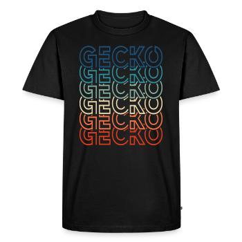 Vintage Reptile 80s Retro Gecko Text Lézard Propriétaire - T-shirt Premium bio Homme - noir - Devant - Nico (187cm)