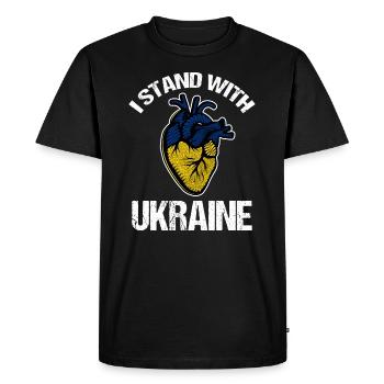 Je soutiens le drapeau ukrainien - T-shirt Premium bio Homme - noir - Devant - Nico (187cm)