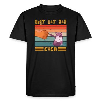 Cat Papa Design pour les amoureux des chats - T-shirt Premium bio Homme - noir - Devant - Nico (187cm)