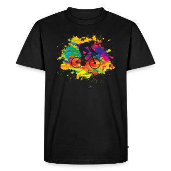 Bicycle Accessories Cyclist Motif - Men's Premium Organic T-Shirt - black - Front - Nico (187cm)
