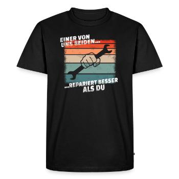 Artisans d’idées cadeaux DIY - T-shirt Premium bio Homme - noir - Devant - Nico (187cm)