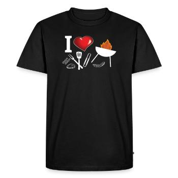 Idée de barbecue et de cadeau de camping-car - T-shirt Premium bio Homme - noir - Devant - Nico (187cm)