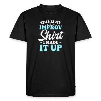 Théâtre d’improvisation C’est ma tenue d’improvisation - T-shirt Premium bio Homme - noir - Devant - Nico (187cm)