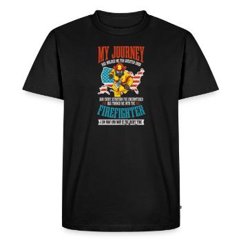 4 juillet Un pompier m’a façonné pour le plus grand bien - T-shirt Premium bio Homme - noir - Devant - Nico (187cm)