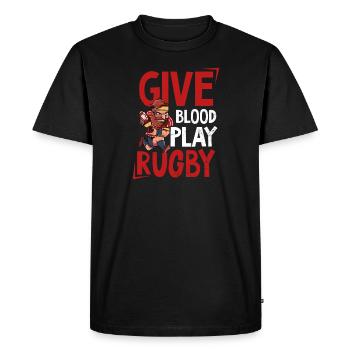 Rugby Blood Play Rugby - T-shirt Premium bio Homme - noir - Devant - Nico (187cm)