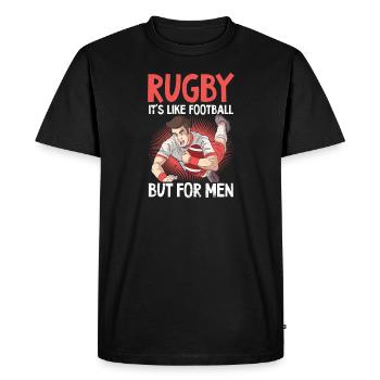 Le rugby comme le football mais pour les hommes - T-shirt Premium bio Homme - noir - Devant - Nico (187cm)