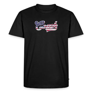 American Flag Coach 4 juillet Retro Font - T-shirt Premium bio Homme - noir - Devant - Nico (187cm)