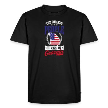 Georgia Peach Coolest People Live Flag - Men's Premium Organic T-Shirt - black - Front - Nico (187cm)