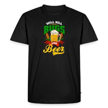 Bug Exterminator Will Kill Bugs For Beer - Men's Premium Organic T-Shirt - black - Front - Nico (187cm)
