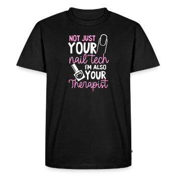 Nail Tech pas seulement votre Nail Tech aussi thérapeute - T-shirt Premium bio Homme - noir - Devant - Nico (187cm)