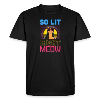 EDM Rave Techno 80s Lit Meow Droit - T-shirt Premium bio Homme - noir - Devant - Nico (187cm)