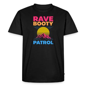EDM Rave Techno 80s Rave Booty Patrol - T-shirt Premium bio Homme - noir - Devant - Nico (187cm)