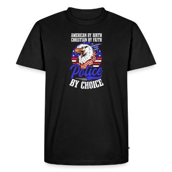 4 juillet Officier de police de la police chrétienne américaine - T-shirt Premium bio Homme - noir - Devant - Nico (187cm)