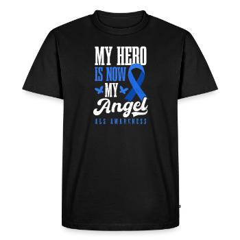 Als Awarenesss My Hero Is My Angel - Men's Premium Organic T-Shirt - black - Front - Nico (187cm)