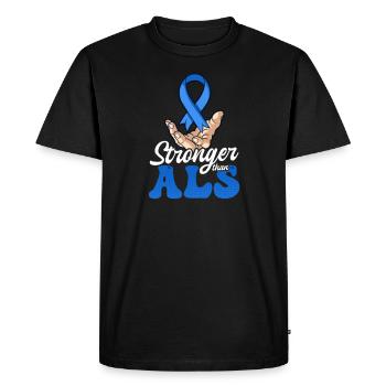Als Awarenesss Stronger Than ALS - Men's Premium Organic T-Shirt - black - Front - Nico (187cm)