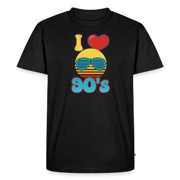 J’aime les années 90 J’aime le cœur des années 90 - T-shirt Premium bio Homme - noir - Devant - Nico (187cm)