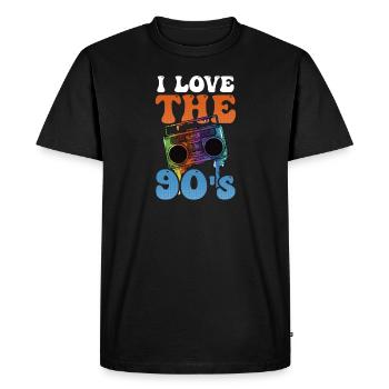 I Love The 90s I Love The 90s Cassette Player - Men's Premium Organic T-Shirt - black - Front - Nico (187cm)