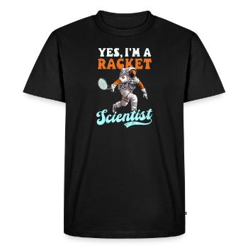 Tennis Player Yes Racket Scientist - Men's Premium Organic T-Shirt - black - Front - Nico (187cm)