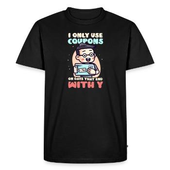 Couponer Utilisez des coupons à la fin de la journée - T-shirt Premium bio Homme - noir - Devant - Nico (187cm)