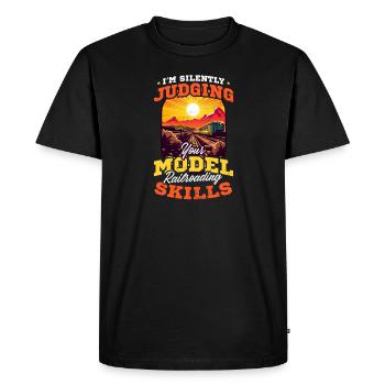Model Railroad Silently Judging Your Skill - Men's Premium Organic T-Shirt - black - Front - Nico (187cm)