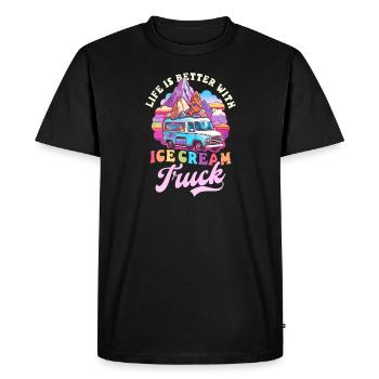 Le vendeur de crème glacée est meilleur avec un camion de crème glacée - T-shirt Premium bio Homme - noir - Devant - Nico (187cm)