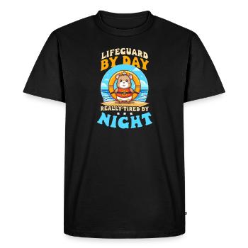 Sauveteur sauveteur le jour fatigué la nuit - T-shirt Premium bio Homme - noir - Devant - Nico (187cm)