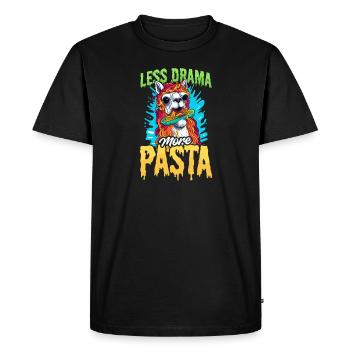 Pasta Lover Moins de drame Plus de pâtes - T-shirt Premium bio Homme - noir - Devant - Nico (187cm)