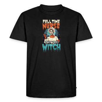 Halloween Nurse Full Time Nurse Part Time Witch - Men's Premium Organic T-Shirt - black - Front - Nico (187cm)