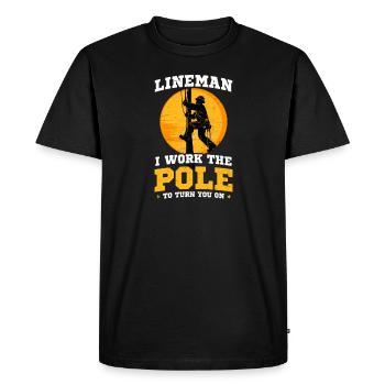 Travail de poteau de monteur de lignes Le poteau vous allume - T-shirt Premium bio Homme - noir - Devant - Nico (187cm)