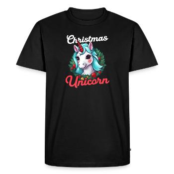 Christmas Unicorn Unicorn With Christmas Deco - Men's Premium Organic T-Shirt - black - Front - Nico (187cm)