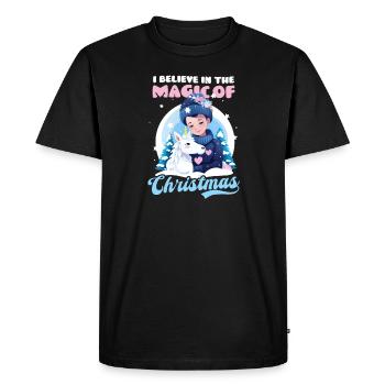 Christmas Unicorn Believe In Magic Of Christmas - Men's Premium Organic T-Shirt - black - Front - Nico (187cm)