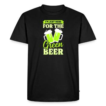 Drôle de Saint-Patrick ici pour la bière verte - T-shirt Premium bio Homme - noir - Devant - Nico (187cm)