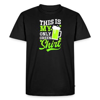 Drôle de St Patricks Day c’est ma seule tenue verte - T-shirt Premium bio Homme - noir - Devant - Nico (187cm)