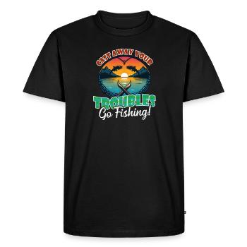 Pêcheur Pêcheur Naufragé Troubles Coucher De Soleil - T-shirt Premium bio Homme - noir - Devant - Nico (187cm)