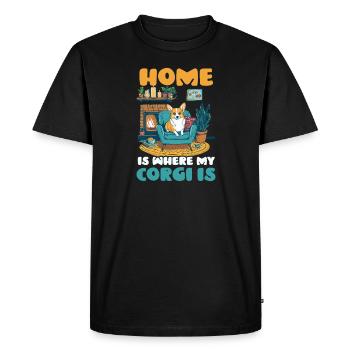 Corgi Mom Dad Home Where Corgi Is - Men's Premium Organic T-Shirt - black - Front - Nico (187cm)