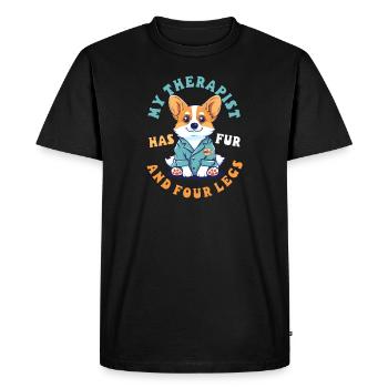 Corgi Mom Dad My Therapist Has Fur And Four Legs - Men's Premium Organic T-Shirt - black - Front - Nico (187cm)