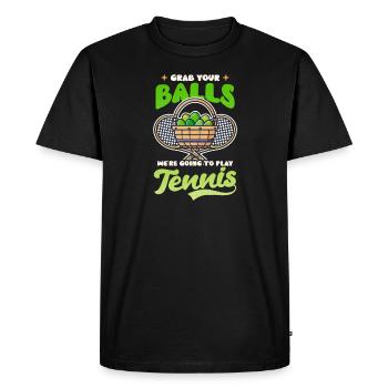 Tennis Pâques Grab Balls Va Jouer Au Tennis - T-shirt Premium bio Homme - noir - Devant - Nico (187cm)