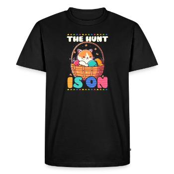 Cat Easter Hunt Is On - Men's Premium Organic T-Shirt - black - Front - Nico (187cm)