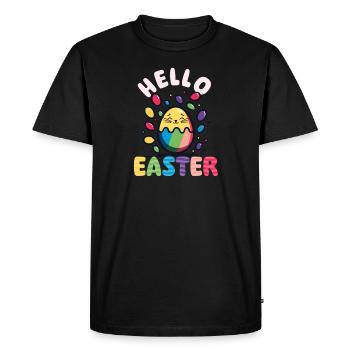 Chat Pâques Bonjour Pâques - T-shirt Premium bio Homme - noir - Devant - Nico (187cm)