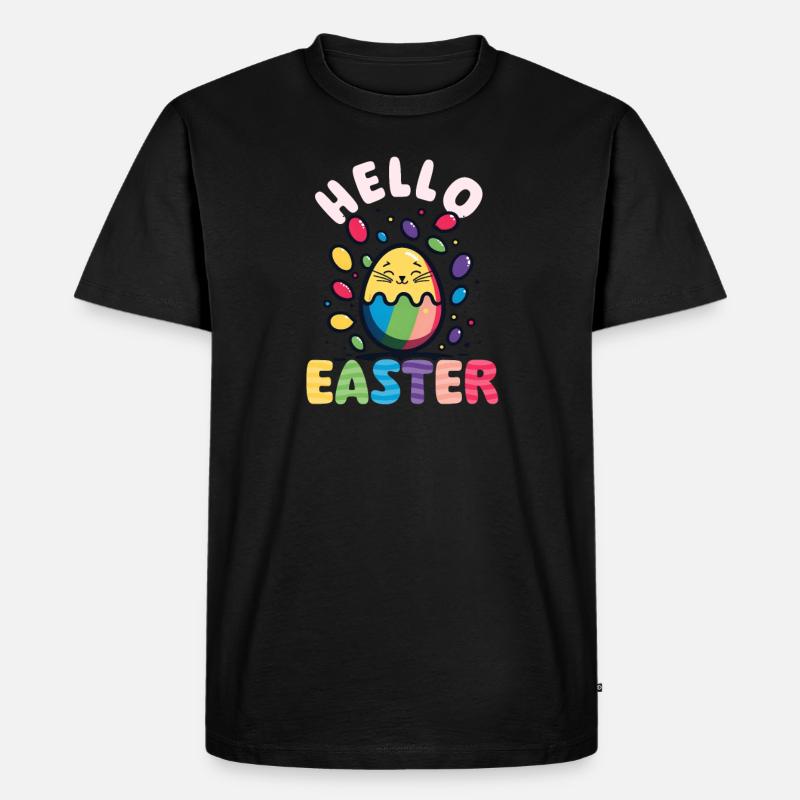 Cat Easter Hello Easter - Men's Premium Organic T-Shirt - black