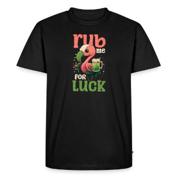 Flamant rose irlandais St Patricks frotter pour la chance - T-shirt Premium bio Homme - noir - Devant - Nico (187cm)