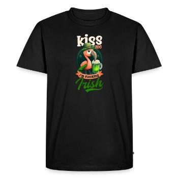 Flamant rose irlandais St Patricks baiser je suis floquage irlandais - T-shirt Premium bio Homme - noir - Devant - Nico (187cm)