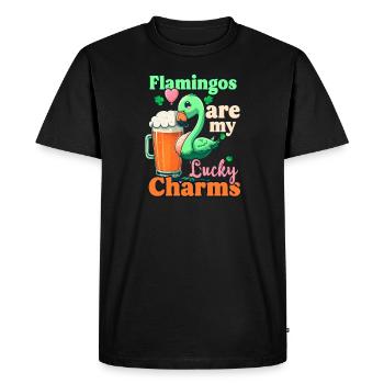 Flamant rose irlandais St Patricks flamants roses porte-bonheur - T-shirt Premium bio Homme - noir - Devant - Nico (187cm)