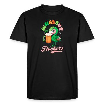 Flamant rose irlandais St Patricks Whasup floqueurs - T-shirt Premium bio Homme - noir - Devant - Nico (187cm)