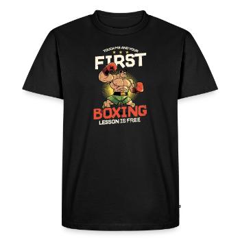 Boxing First Lesson Free - Men's Premium Organic T-Shirt - black - Front - Nico (187cm)