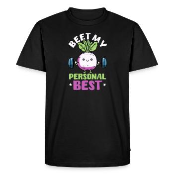 Betterave athlète végétalienne Mon meilleur personnel - T-shirt Premium bio Homme - noir - Devant - Nico (187cm)