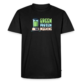 Machine à protéines vertes d’athlète végétalien - T-shirt Premium bio Homme - noir - Devant - Nico (187cm)